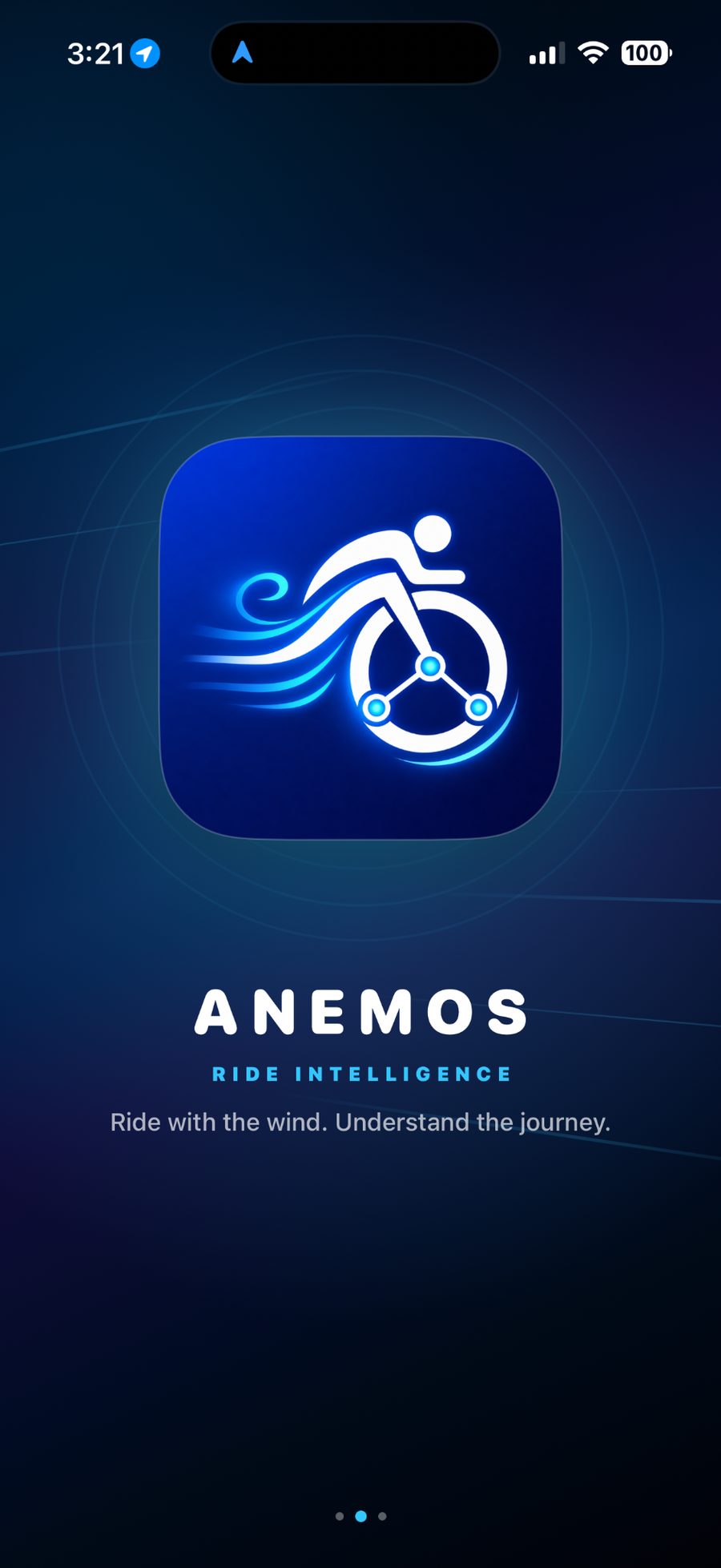 Anemos Ride Intelligence introduction screen