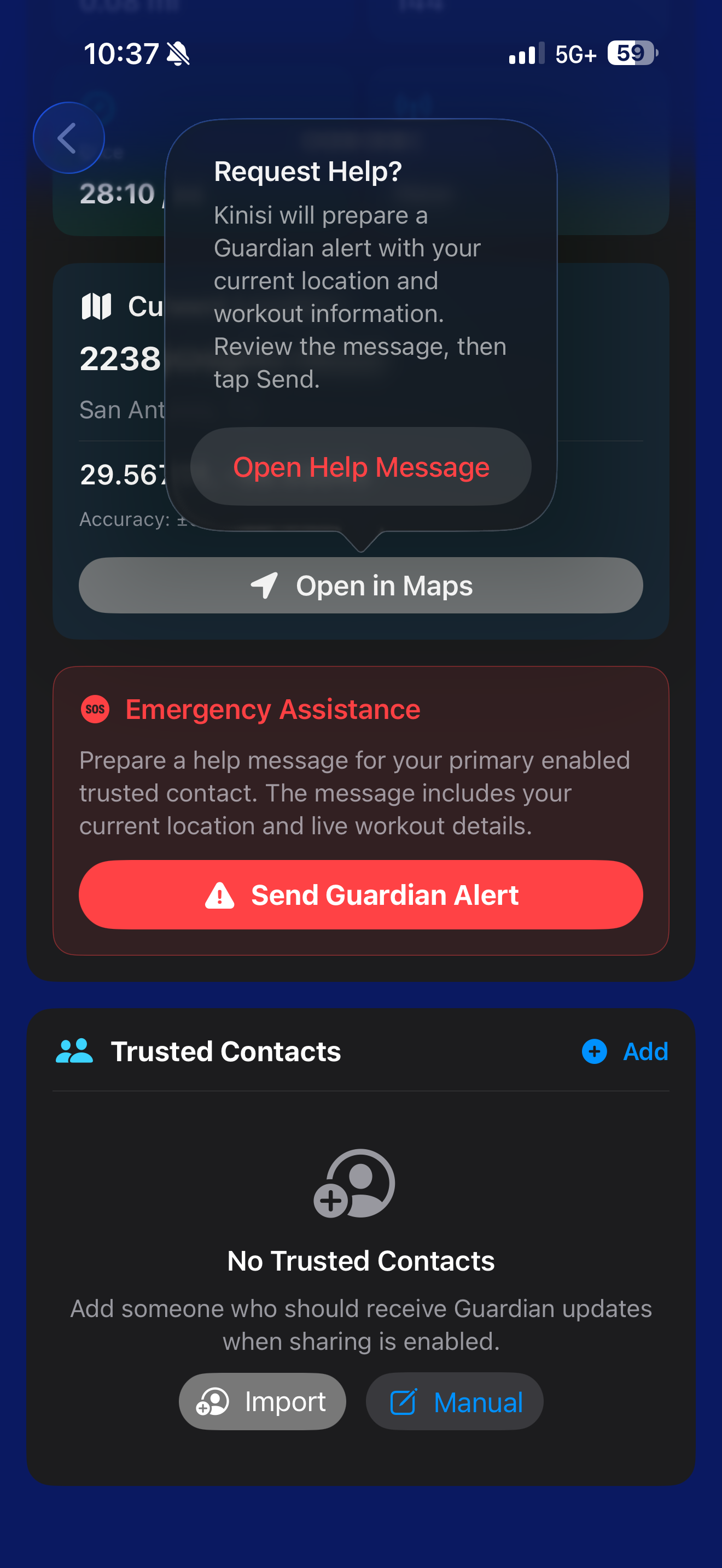 Actual Kinisi Guardian alert screen