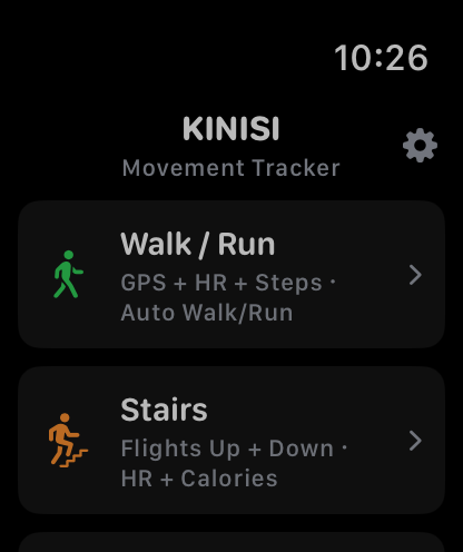 Actual Kinisi Apple Watch activity picker