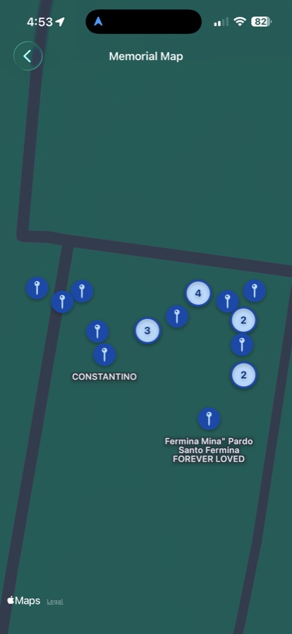 Taphos cemetery memorial map